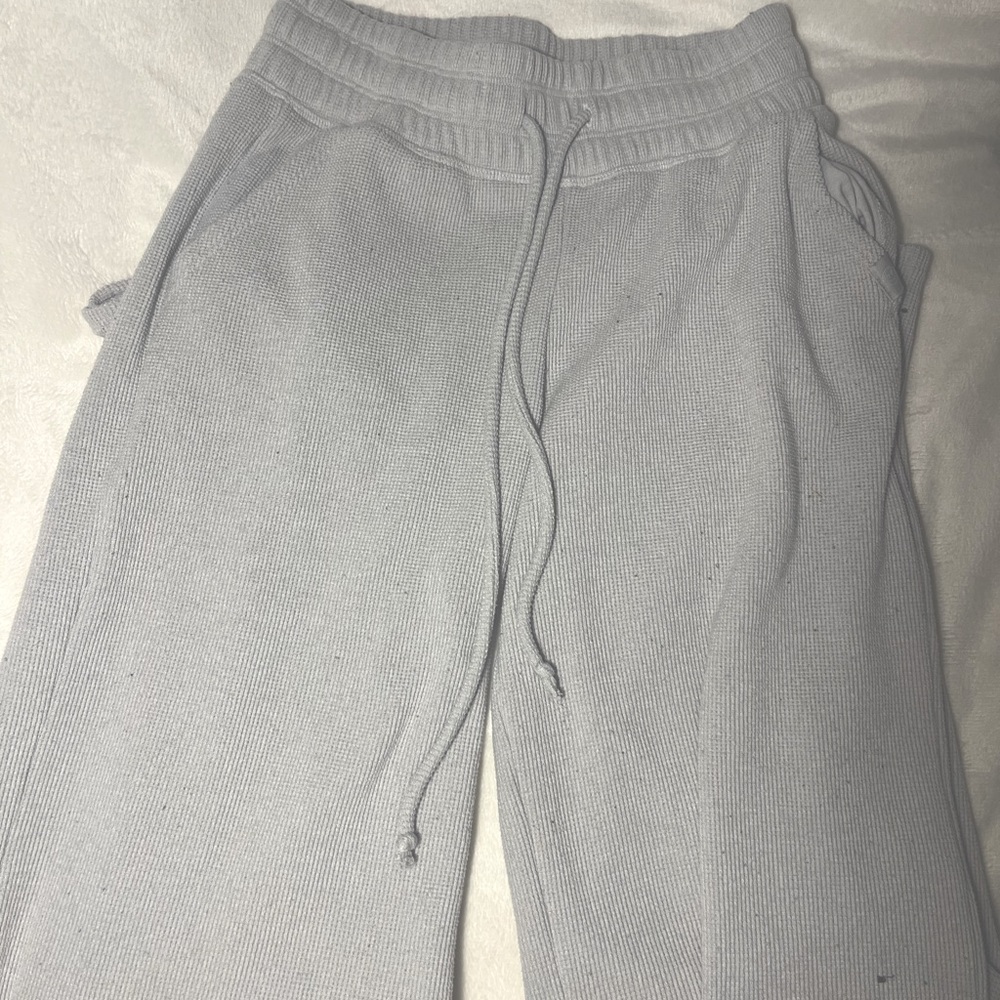 hollister grey waffle knit sweatpants wide leg